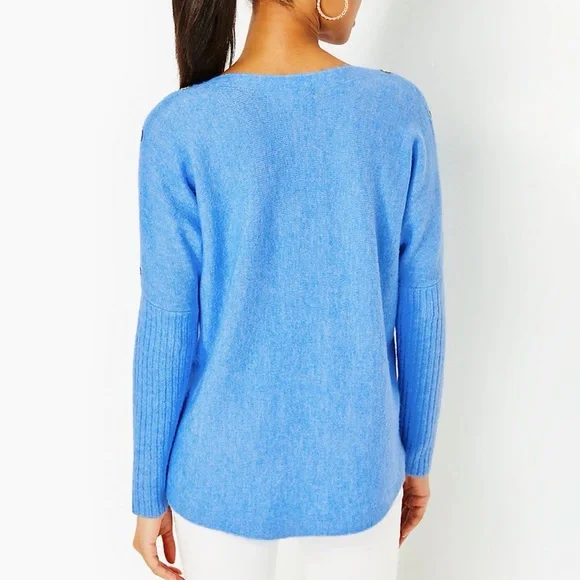 NWT Lilly Pulitzer Arna Sweater Heathered Abaco Blue– Beautiful Size Large - Picture 13 of 14
